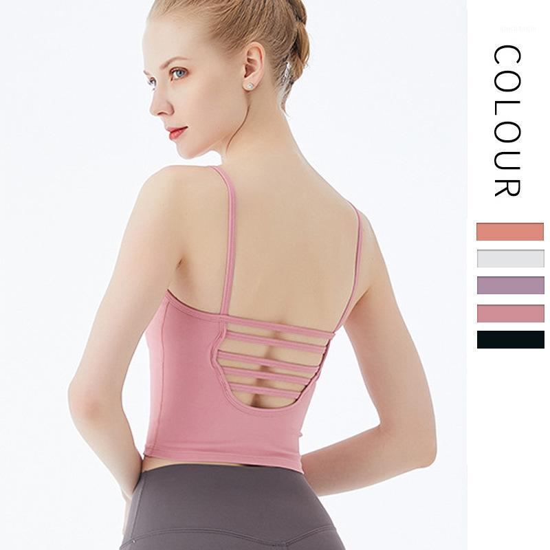 

Hollow Out Sport Bra For Women Backless Slim Crop Top Padded Sports Bra Push Up Yoga Top For Fitness1, Pink