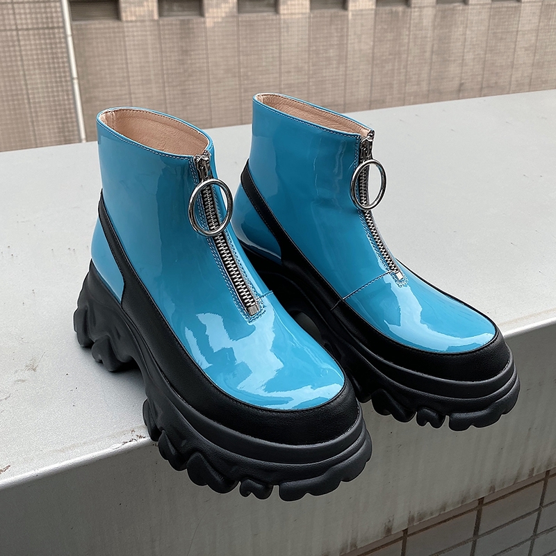 

2020 New Fashionable Father High-quality Leather Colors Mixed Autumn Flat Winter Shoes Casual Women's Boots Ankle Tbqi, Black velvet