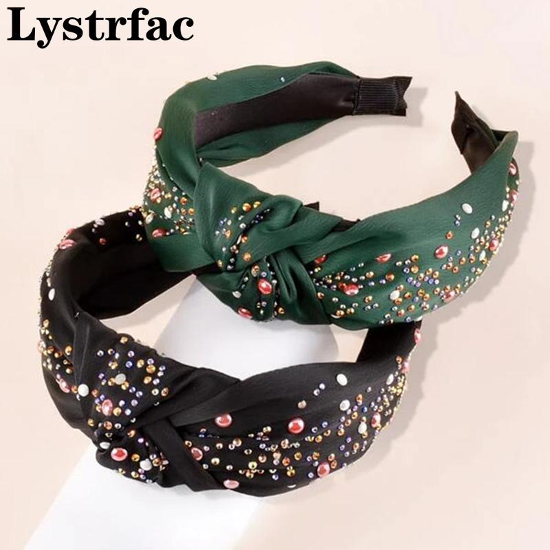 

Lystrfac New Fashion Knotted Color Diamond Headband for Women Headwear Wide-sided Hair Hoop Female Hair Accessories