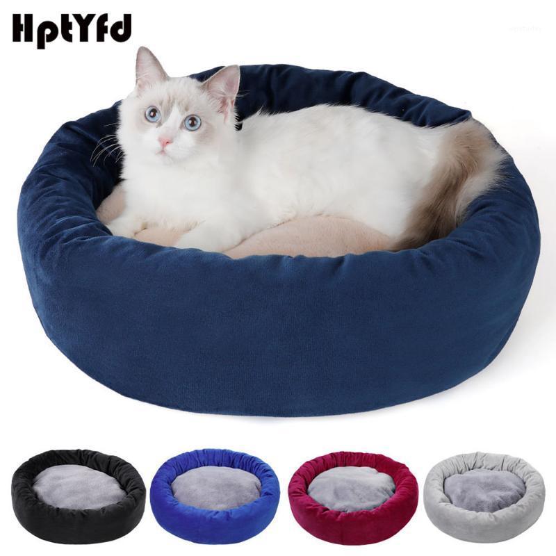 

HptYfd Pet Bed Soft Plush Cat Mat for Small Dogs Cats Comfortable Basket Pet Cushion Round Cat Sofa Portable Pets Supplies1