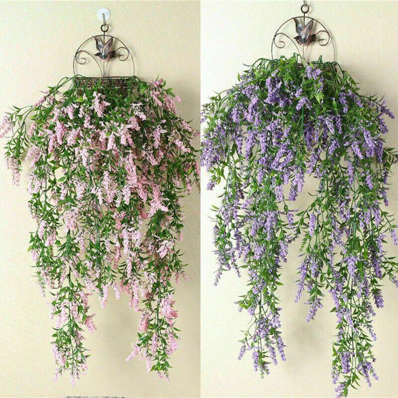 

Artificial Hanging Lavender Fake Ivy Leaf Foliage Flower Beautiful Plant Wall Vine Wedding Rattan Garden Decoration