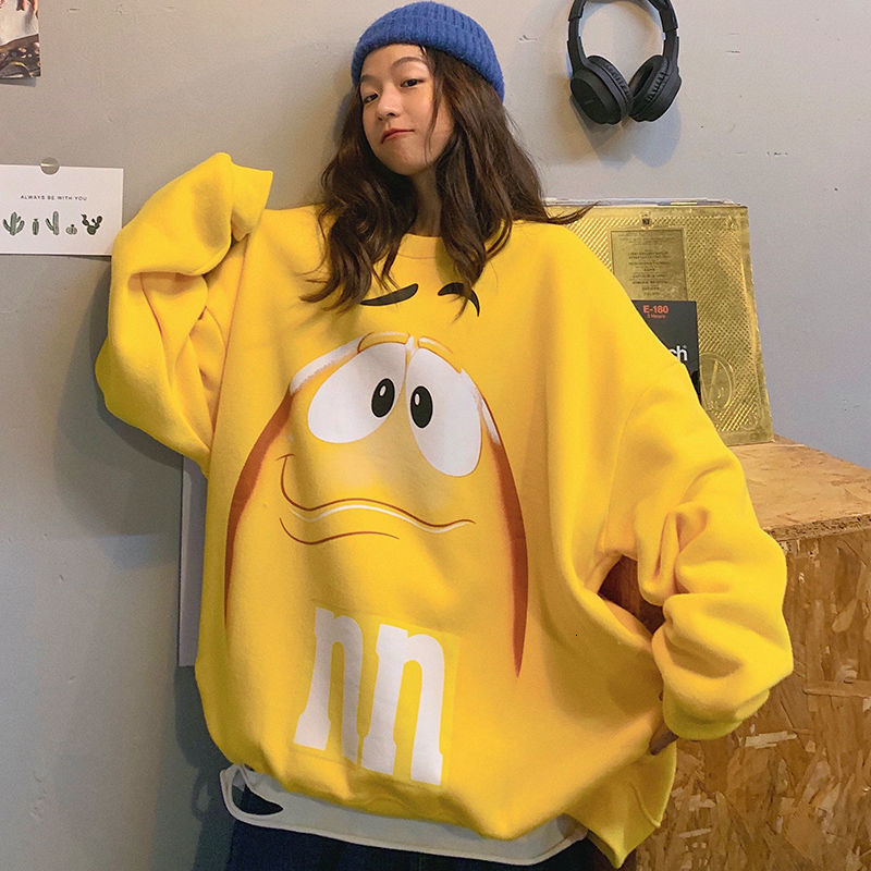 

2021 New Women Sweatshirt Spring Autumn Cartoon with Pullover Ladies Casual Thin Outerwear Crying and Smile Coat W73k, Green