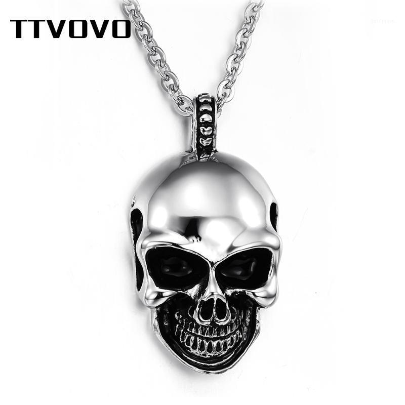 

TTVOVO Gothic Biker Skull Pendant Necklaces for Men Punk Rock Style Stainless Steel Skull Heads Pendant Halloween Jewelry Gifts1