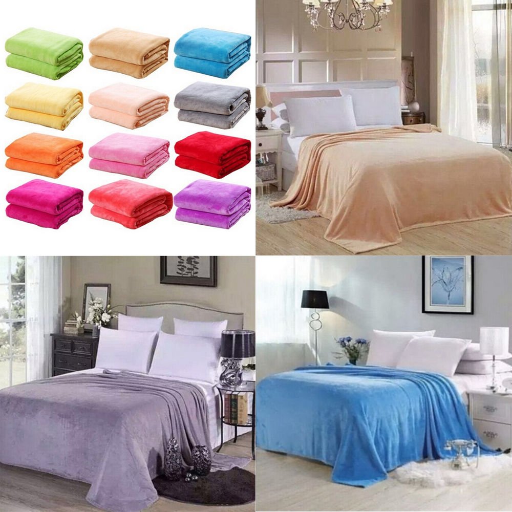 

Small Super Warm Solid Warm Micro Plush Fleece Blanket Throw Rug Sofa Bedding