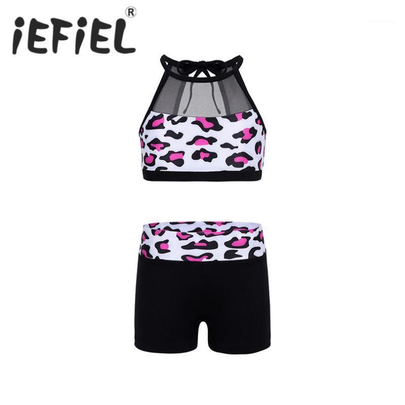 

New Arrival Kids Girls Children Tankini Outfit Sleeveless Mesh Splice Tank Top with Bottoms Set for Ballet Dance Gym Workout1, Coffee