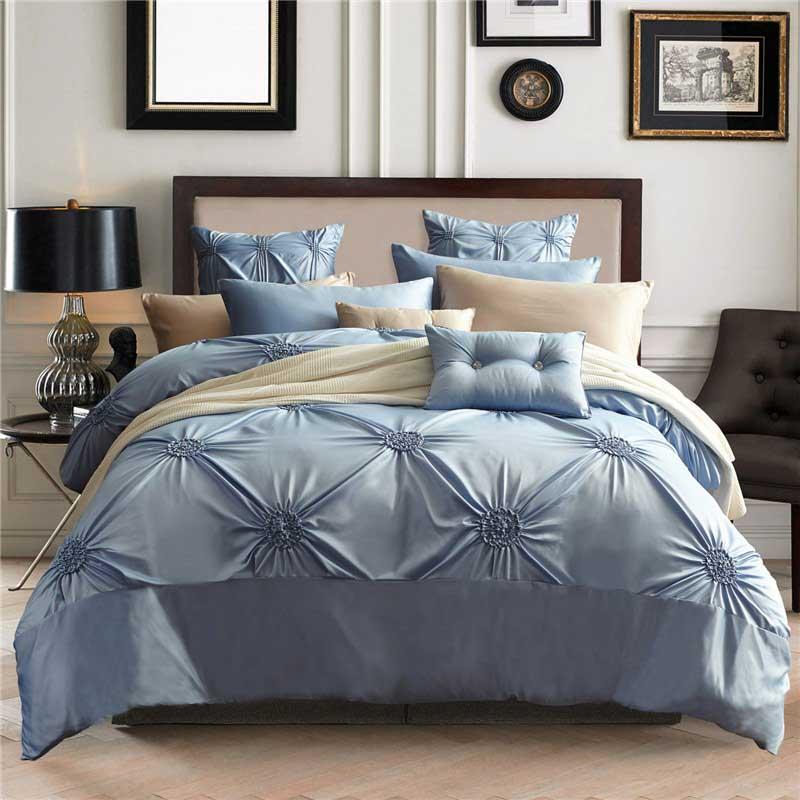

European Style Wedding SATIN Four Piece Bedding Cotton Bedding Simple American Wedding Duvet Cover Flat Sheet Pillowcase