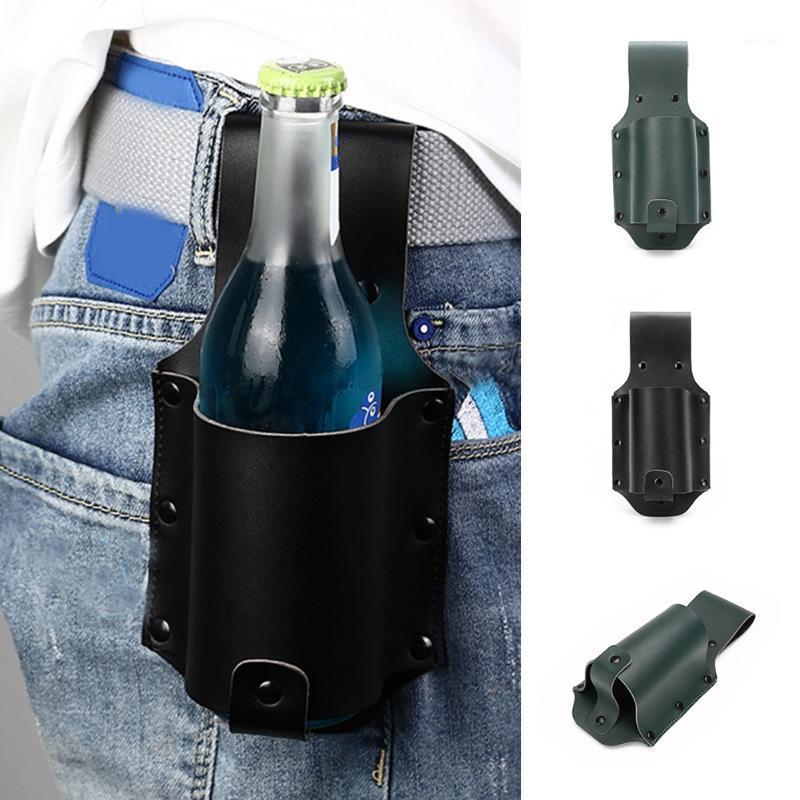 

Portable Beers Holster Bottle Waist Leather Belt Bag Beverage Can Holder for Outdoor Climbing Hiking Camping ASD881, Black color