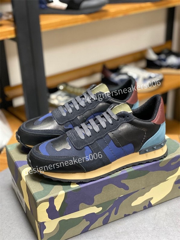 

Mens Camouflage shoes fashion luxury designer sneakers Genuine Leather stud Rivet Sneaker Rubber bottoms Top quality size38-46, 03