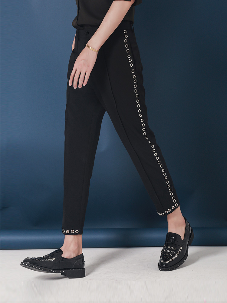 

2021 New Original Chicken Rivets Project Eye Slender Feet Nine Minutes Men's Breeding Hairstylist Pant -3xl!! ARVK, Black