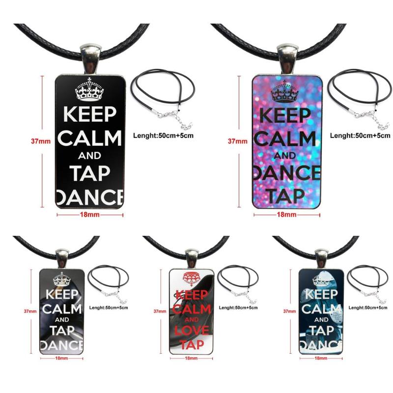 

Keep Calm And Tap Dance Dancing Glass Cabochon Choker Pendant Rectangle Necklace Steel Color Jewelry For Women Fashion Jewelry