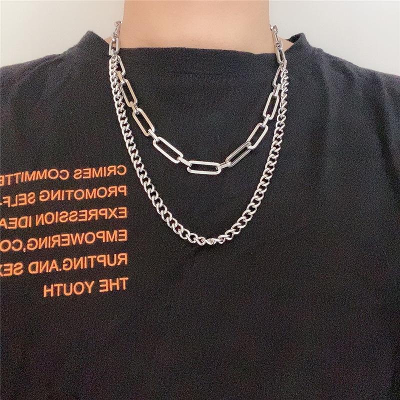 

Fashion double-layer titanium steel stainless steel necklace men and women all-match chain hot sale