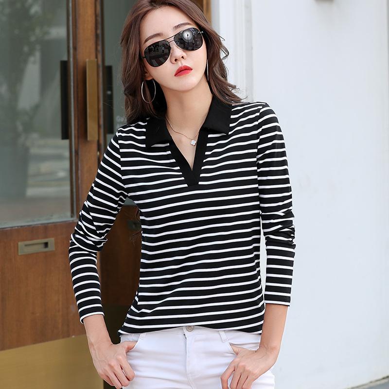 

2021 Spring And Summer New Women's Long Sleeve Blouse Women Base Shirt Striped Office Lady Style Blusas Plus Size 0076