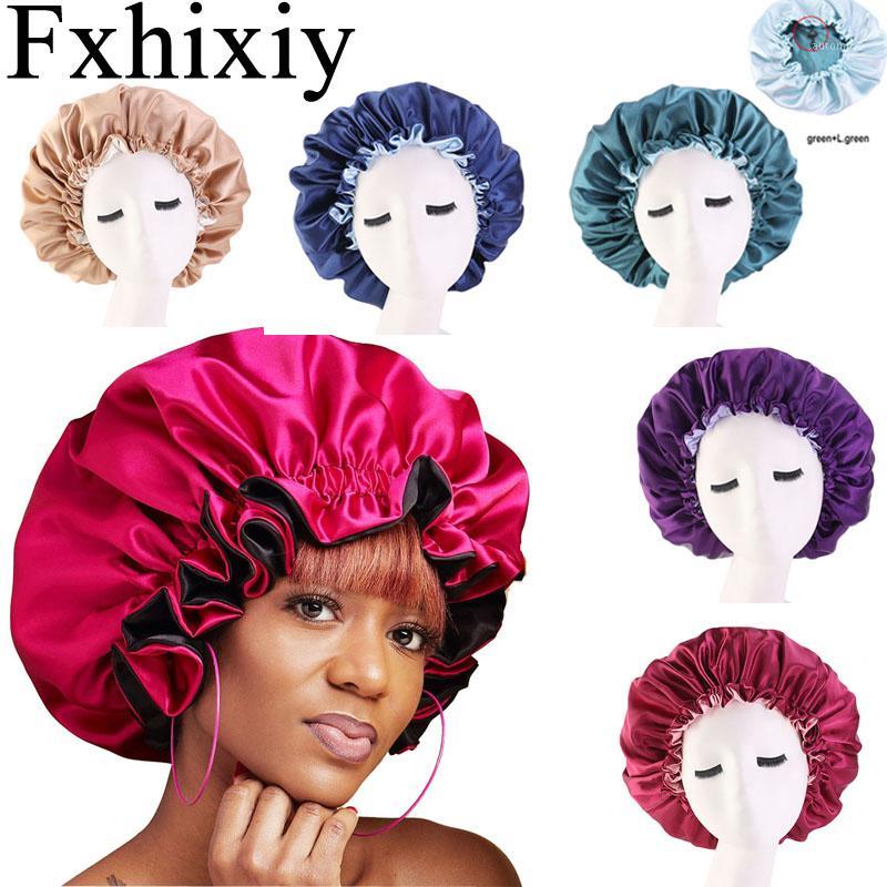

Muslim Women Night Sleep Cap Satin Elastic Bonnet Hat For Hair Care Head Cover Adjust Hair Loss Hat Beanies Skullies Islamic New1, Black