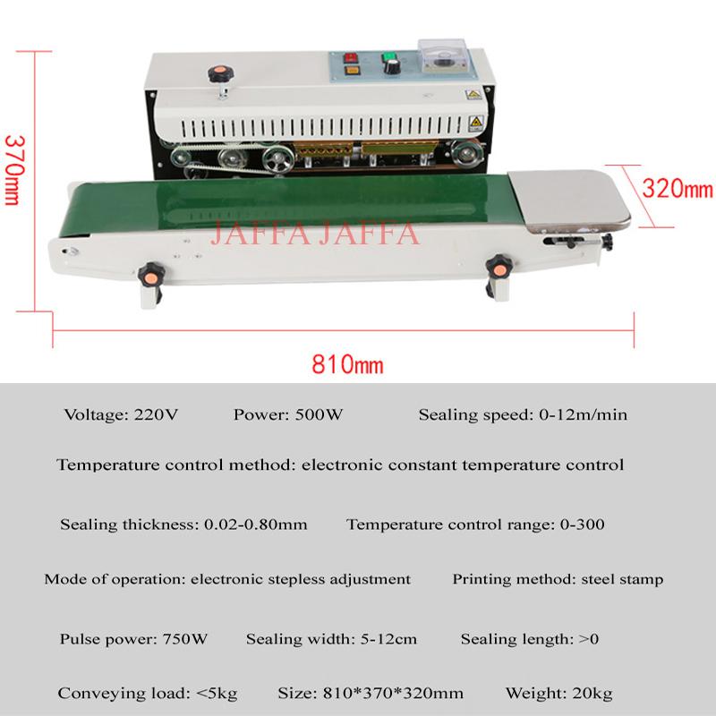 

High quality stainless steel sealing machine composite film bag continuous sealing machine