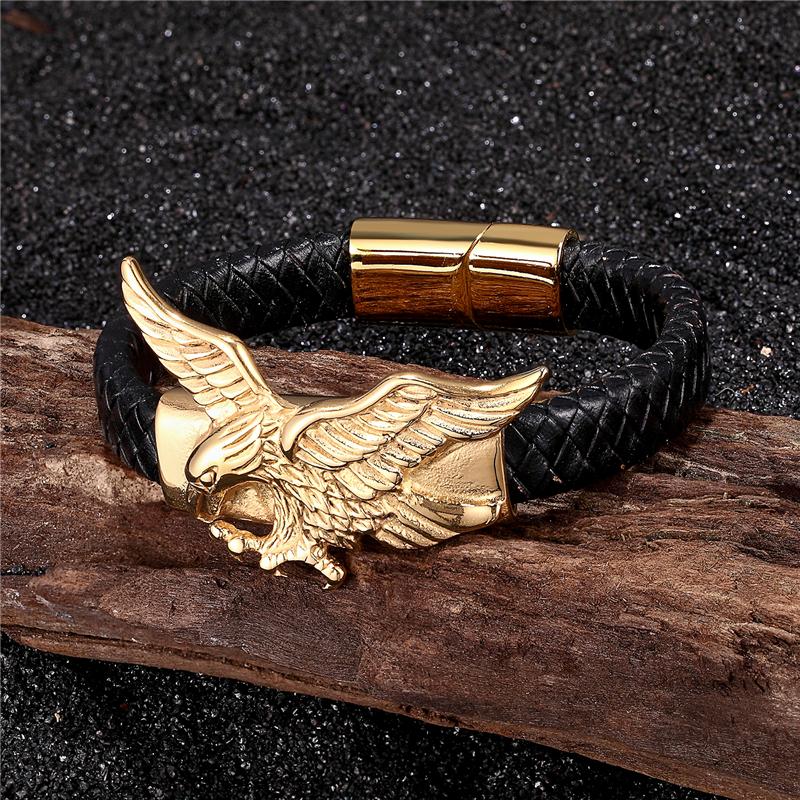

MKENDN Punk Ride To Live Men Bracelet Black Genuine Leather Magnetic Buckle Bangle 19/21/23cm Male Jewelry Christmas Gifts