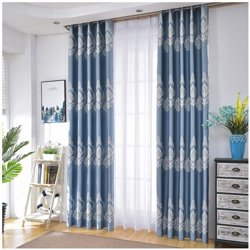 

European Style Double-sided Jacquard Curtains for Living Room Bedroom Balcony Bay Window European Flower Blackout Curtain Custom, White tulle