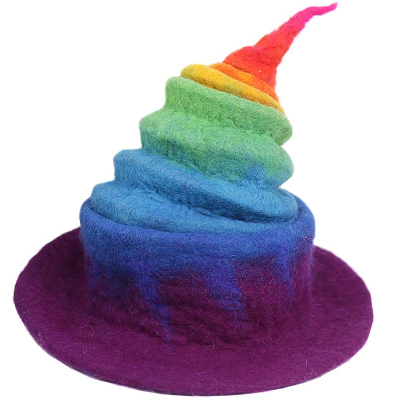 

100% Wool Felt for The Rainbow Wizard Elf Felt Hat for Men and Women Styling (Color : Multi-Colored) Adult Child Hat