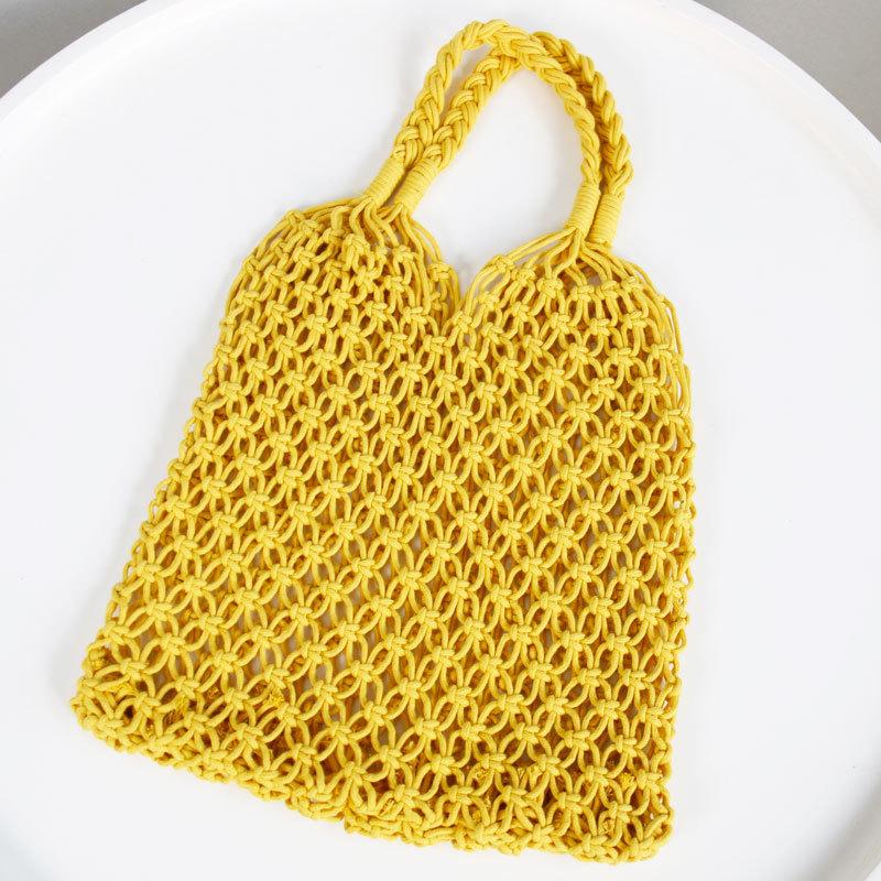 

No Lined Net Shoulder Bag Beach Woven Mesh Rope Weaving Tie Buckle Reticulate Hollow Straw