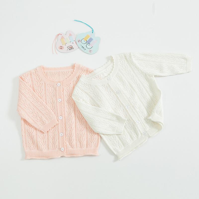 

Thin hollow sunscreen baby shirt air-condition girl little kids toddler sweater jacket coat, Beige