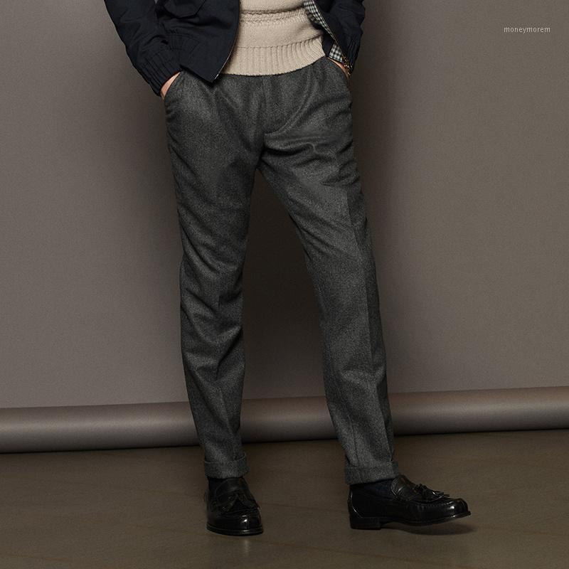 

Men' wool harem pants British business 2020 autumn and winter new slim straight thick plus size woolen pants trousers1, Dark grey
