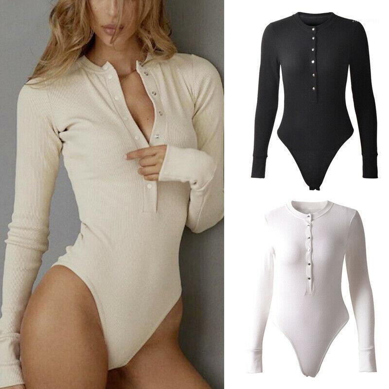 

Womens Fashion Long Sleeve Bodysuit Jumpsuit Playsuits Jumper Leotard Blouse Top Women' Jumpsuits & Rompers, Beige