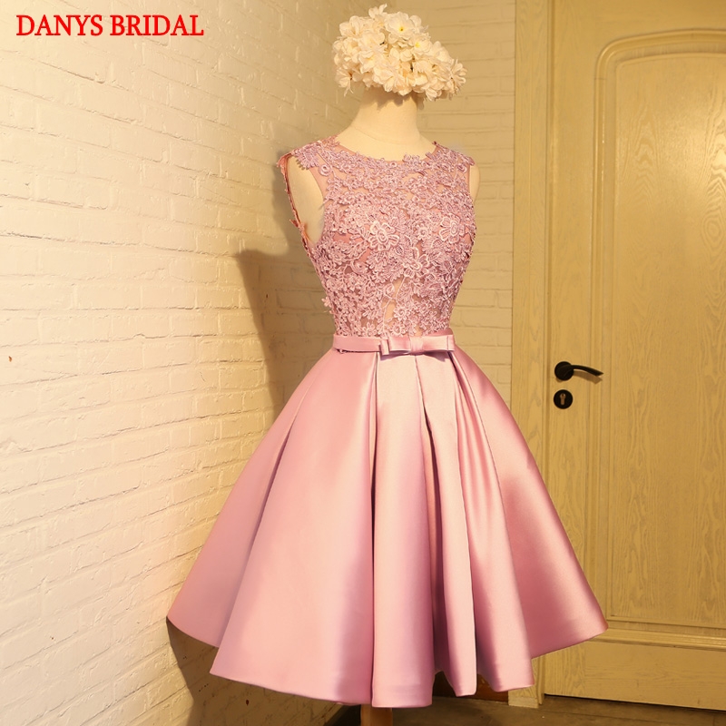 

Pink Short Lace Homecoming Dresses Party Prom Dresses Junior Cute 8th Grade Graduation Formal Dresses mezuniyet elbiseleri, Picture color