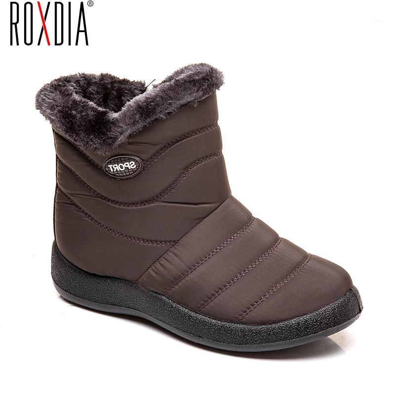 

ROXDIA women snow boots winter woman ankle boot for girls work warm fur shoe plus size 35-43 brand RXM6431, Black