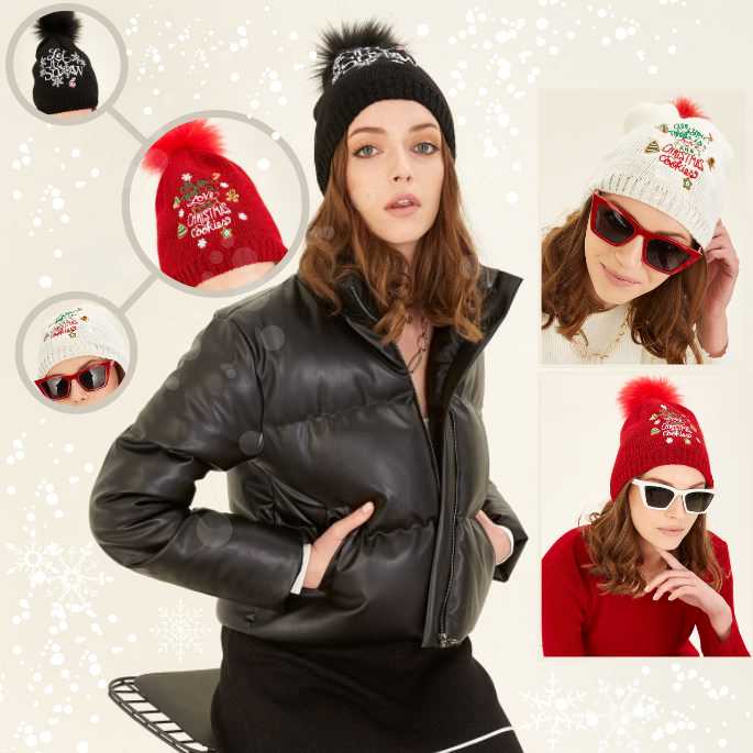 

Berets Women Girl Pompom Beret Warm Wool Chritmas Noel Autumn Winter Beanie Hat Cap Hats Elegant Lady Caps Red Black White
