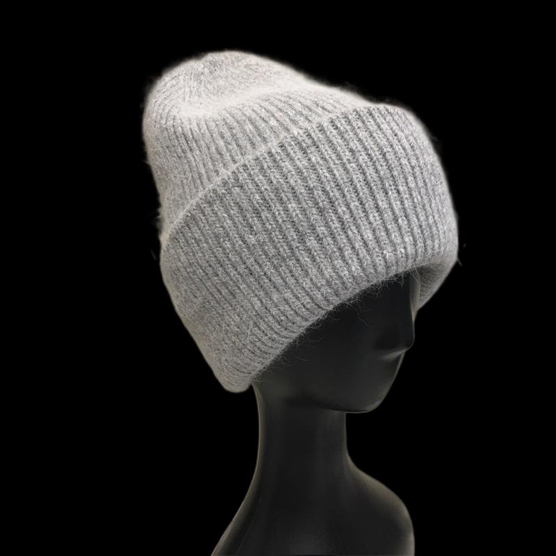 

Winter Hats For Women Wool Knitted Angora Hat Beanies Female Warm Fur Skullies Beanie For Girl, White