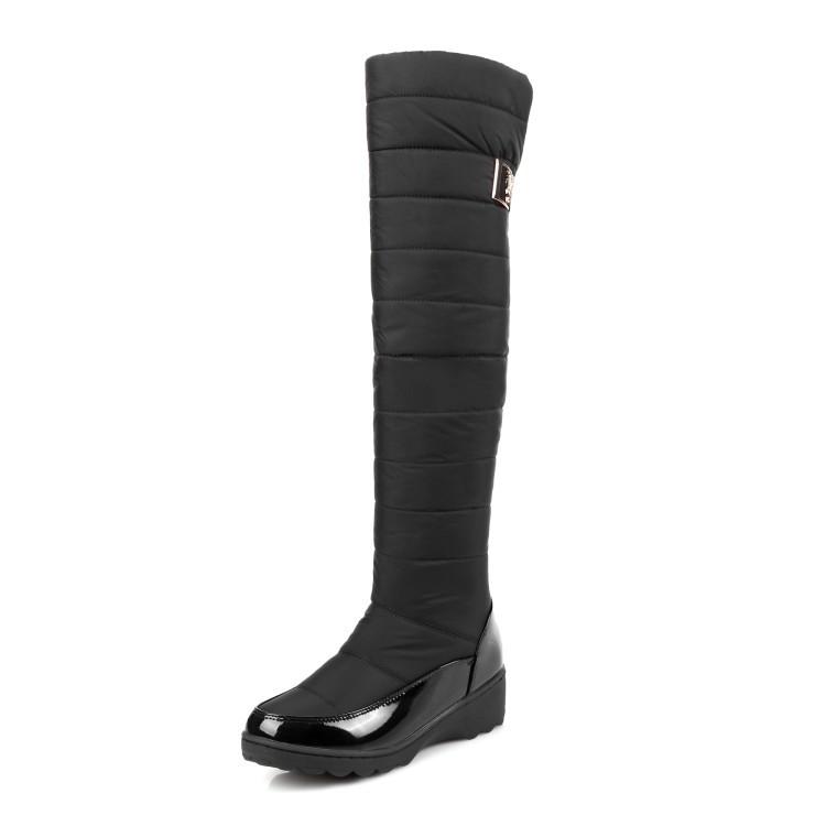 

2020 New Over the Knee Snow Boots Ladies Waterproof Winter Woman Down Boots Female Footwear Thick Bottom Warm Thick Cotton, Black