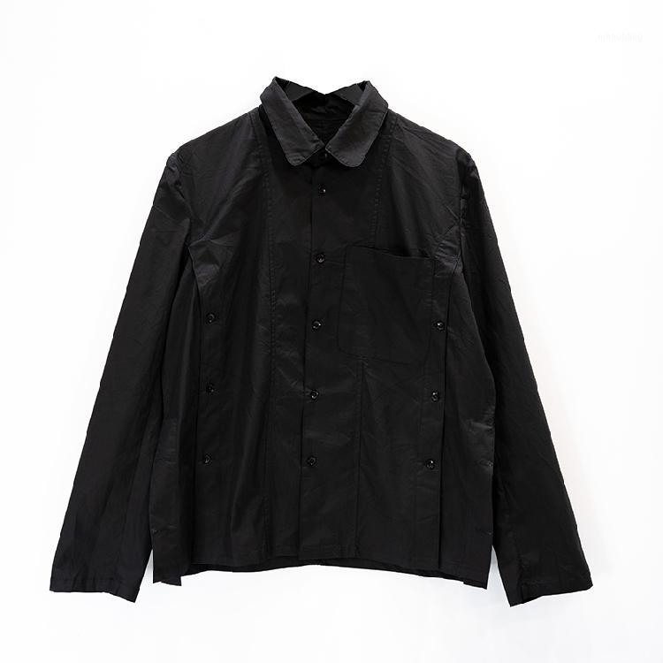 

Customized plus size -6XL Men' clothing Original fashion GD Hair Stylist Splicing Multi buckle decoration Long sleeved shirt1, Black
