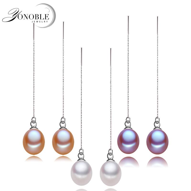 

Dangle & Chandelier YONOBLE Romantic Natural Pearl Earrings For Women Freshwater Earring Jewelry White Long Trendy Birthday Gift