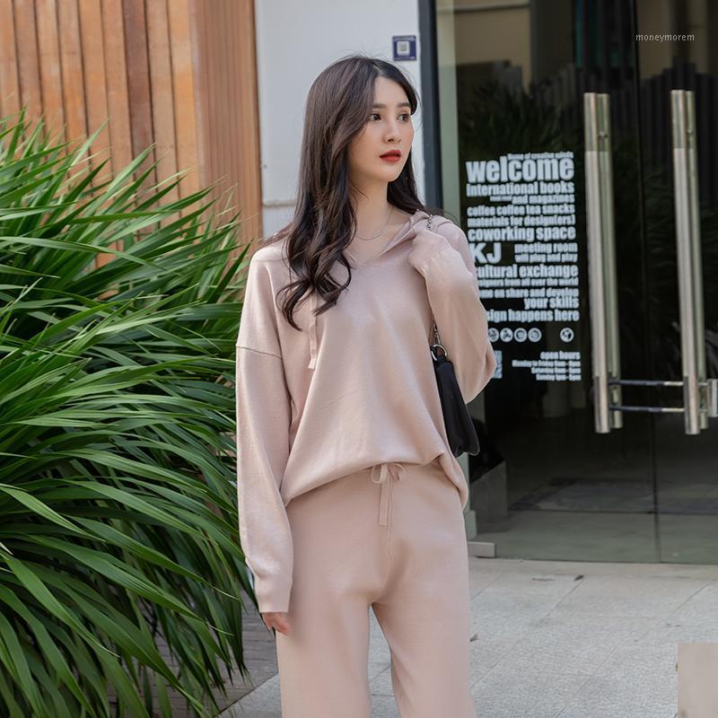 

Sporting Suits Women Two Piece Casual Pullover Set Solid Cotton Autumn Winter Solid Tops High-Waist SweatPants Female Tracksuit1, Black