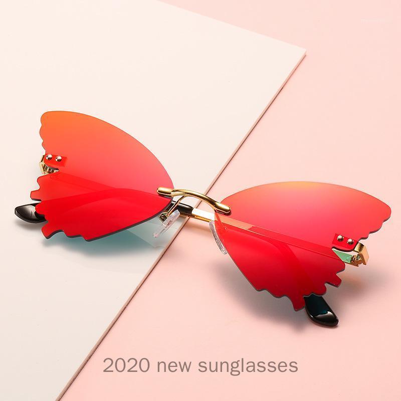 

2020 Butterfly Rimless Sunglasses Men Women Fashion Shades UV400 Vintage Metal Glasses with box NX1
