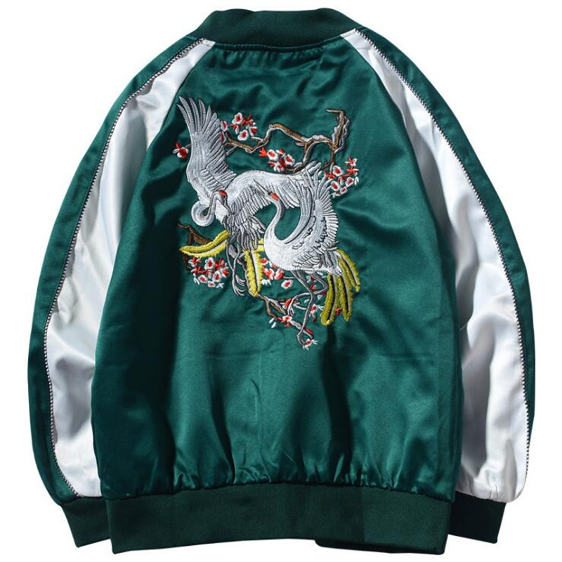 

New Spring Autumn Japanese Yokosuka Dragon Embroidered Jackets Harajuku Style Men and Women Short Baseball Jacket Outwear 201007, Pic show
