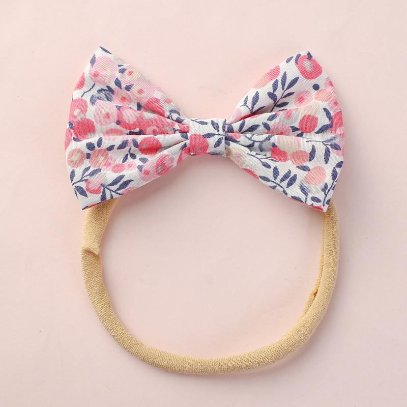 

1PCS Spring Summer Flowers Prints Bows Nylon Headbands Newborn Baby Elastic Stretchy Nylon Hairbands Infant Toddler Head Bands, Style 3
