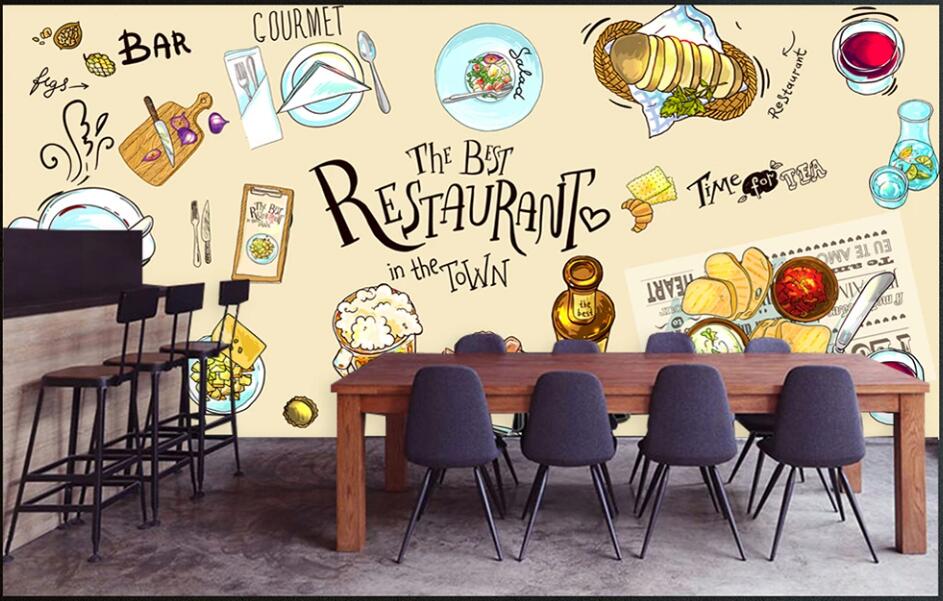 

Custom photo mural wallpaper 3 d HD hand-painted western restaurant gourmet dining home decor 3d wall murals wallpaper for walls 3 d, Non-woven wallpaper