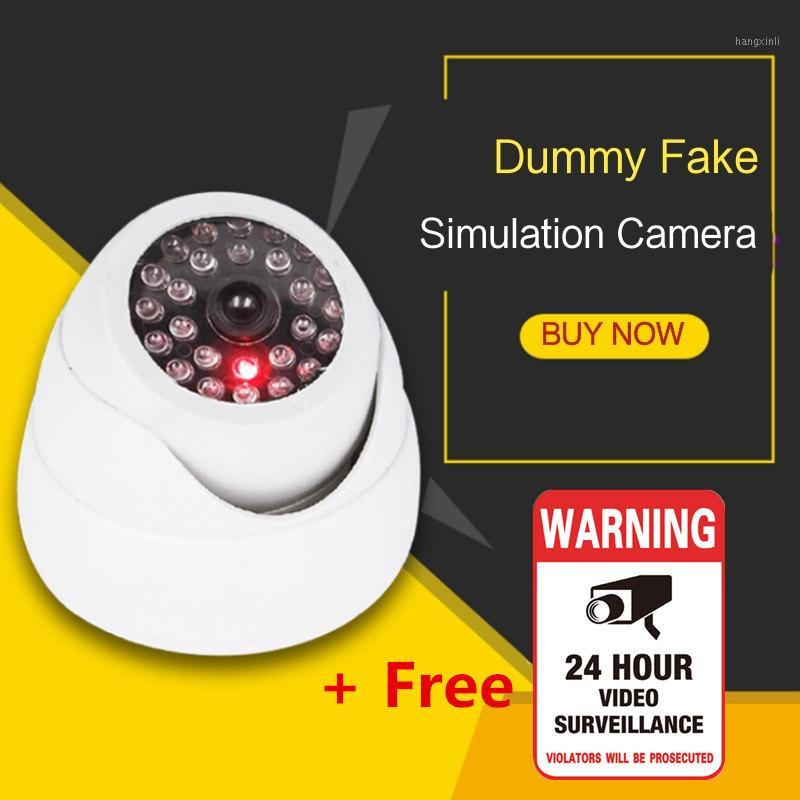 

Security Dome Fake Camera Red Flashing LED Light Free Warning Sticker Indoor Outdoor Simulation Video Surveillance Safety kamera1