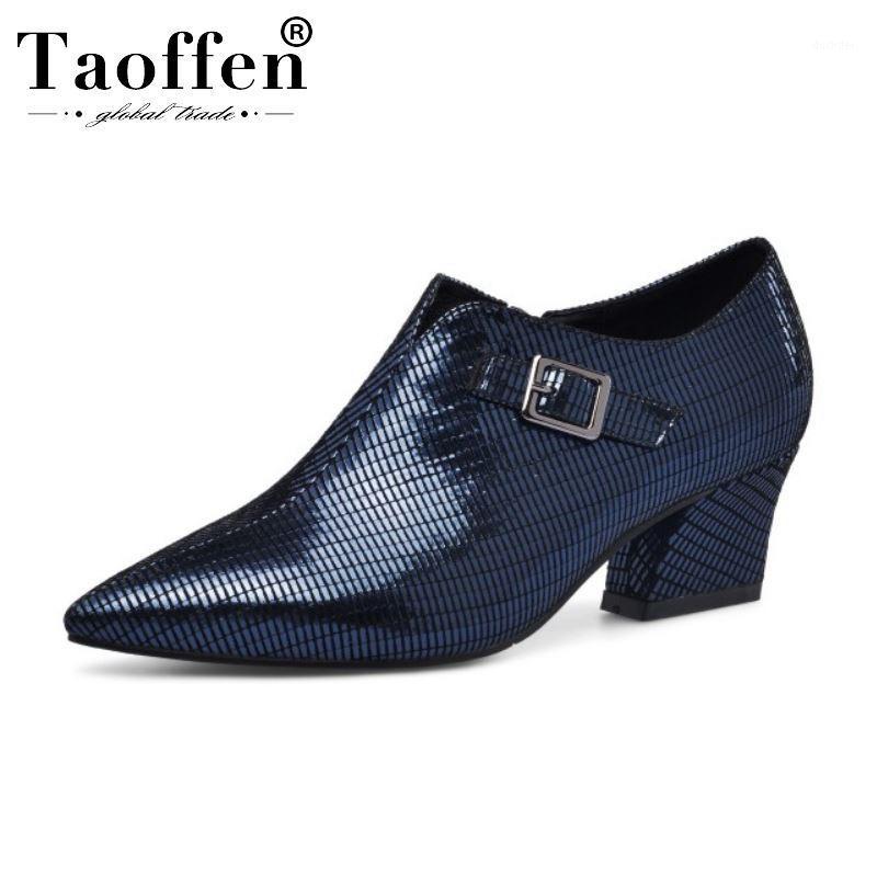 

Taoffen Real Leather Office Pumps Women Work Spring Party Solid Color Shoes Women Pointed Toe Pumps Footwear Size 33-401, Silver