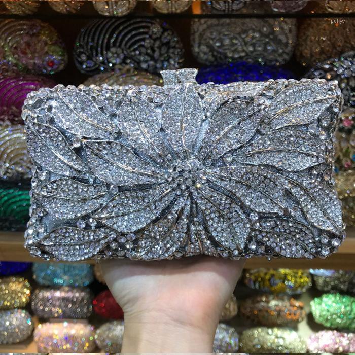 

Women Flower Clutch Crystal Evening Party mini phone Bags Hollow Hard Case Wedding Clutches Purses Bridal Rhinestones Handbags1, Color same as pictur