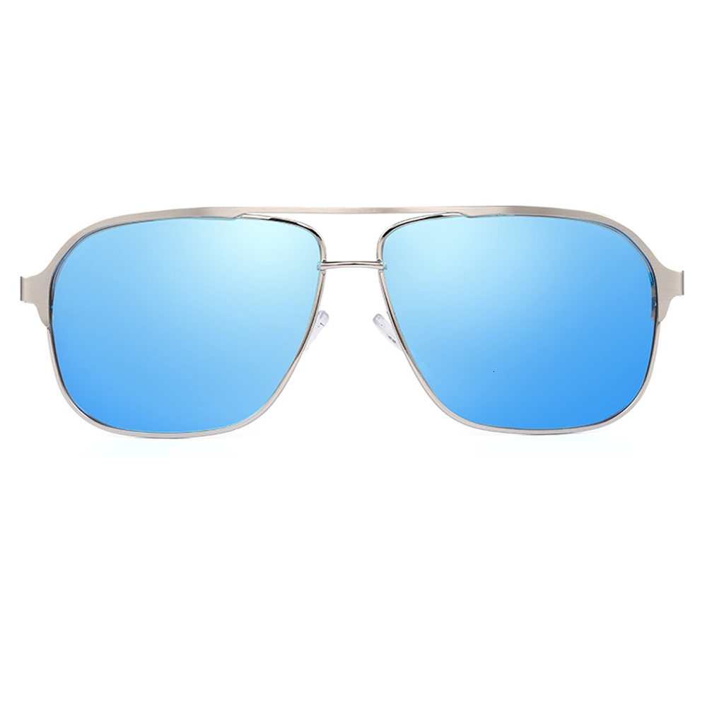 

2021 New Blue Mirror Polarized Sunglasses Rectangle Metal Frame Uv400 Men Driving Glasses with Box Size:59-19-142mm 1ylt
