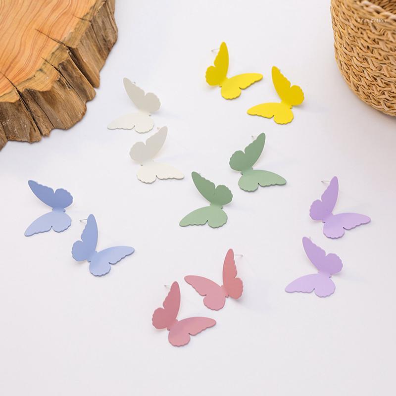 

2020 Candy Color Butterfly Stud Earrings Exaggerated Spray Paint Earrings For Women Fashion Jewelry Accessories pendientes mujer1