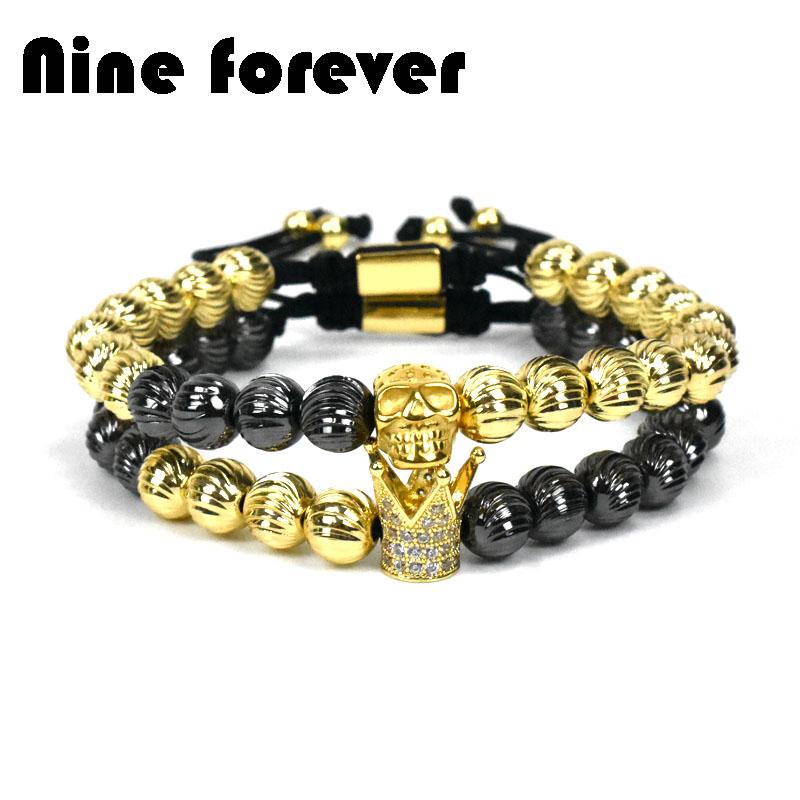 

Nine forever crown Bracelet men jewelry Titanium Steel skull women Bracelets Pulseira Masculina Bileklik Pulseira Feminina