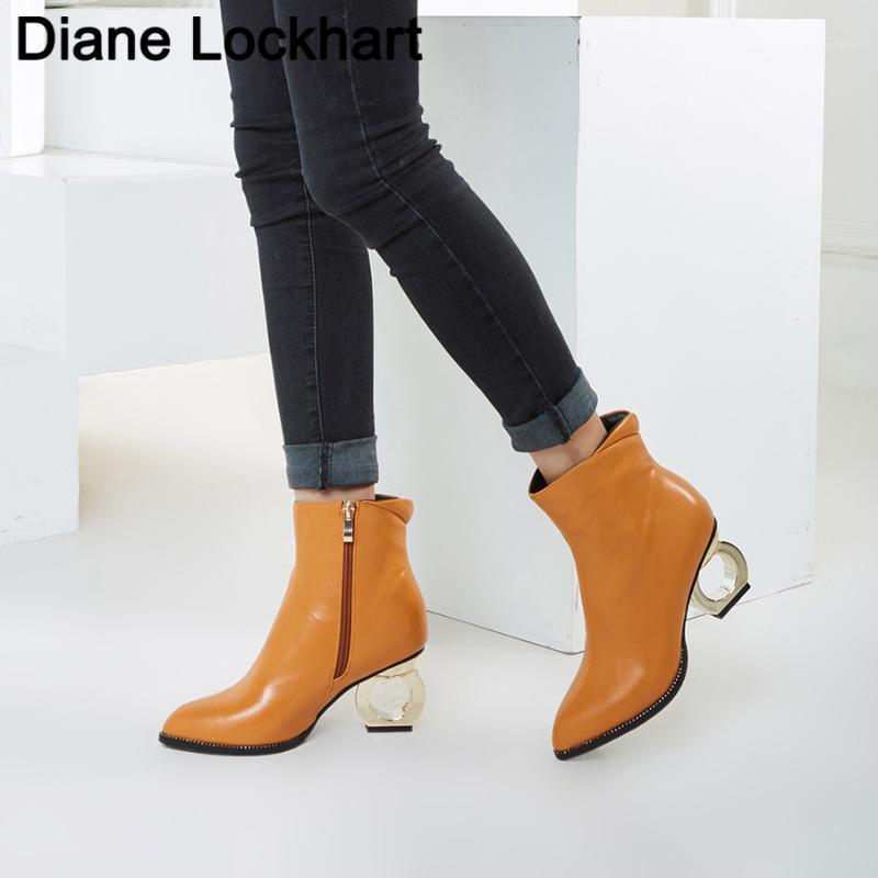 

Women's Ankle Short boots Pointed high heels women booties Autumn winter new hollow heel boot Naked boots Female 2020 Plus Size1, Gray