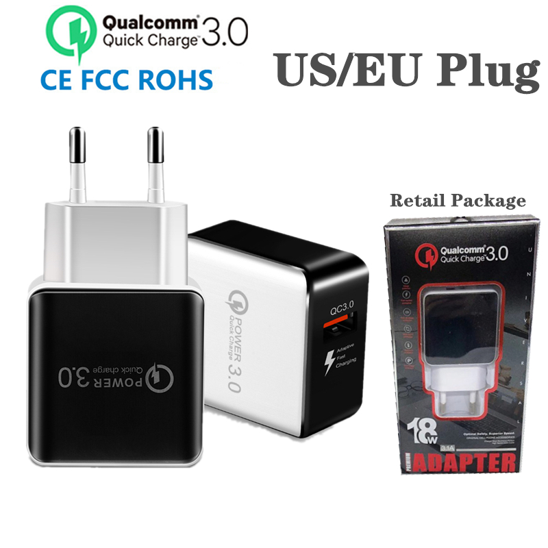

QC3.0 Quick Charge 18W USB Charger Fast Charging USB Wall Phone Charger adapter US EU plug For Samsung
