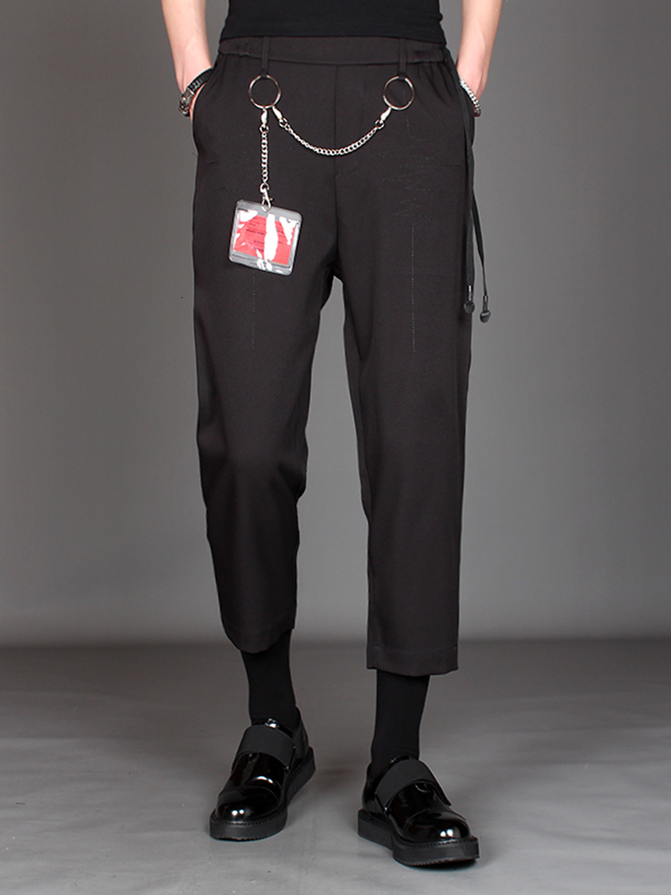 

2021 New -3xl!! Spring Nine Hundred Eight Cents Loose on Legs of Pants Tide Men Chain Joker Will Casual Pant Man H1XE, Black.