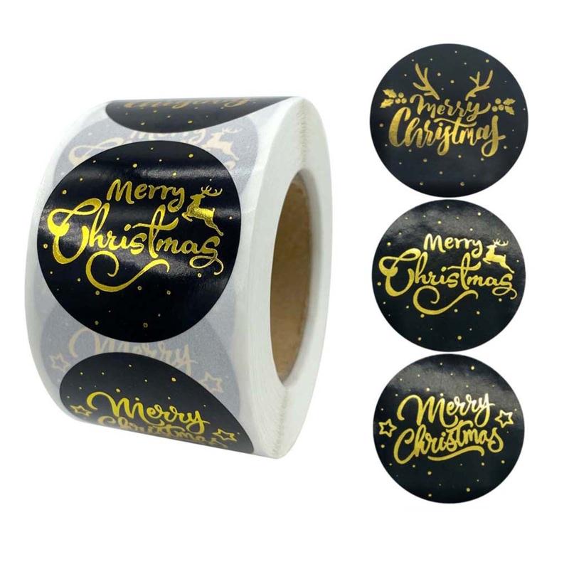 

500pcs Round Merry Christmas Stickers Thank You Card Gift Box Package Seal Label