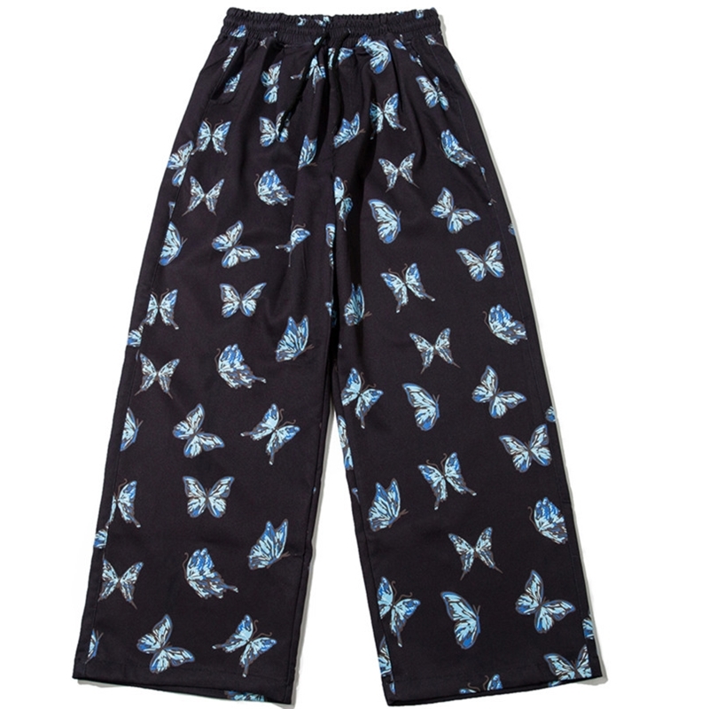 

Hip Hop Streetwear Baggy Harem Pants Autumn Loose Bear Butterfly Print Sweatpants Harajuku Cotton Joggers Men Trousers 201116, White