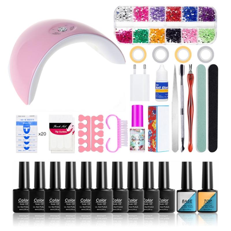 

52 pcs Nail Extension Gel Kit Gel Builder with 36w UV LED Nail Lamp Manicure Kit