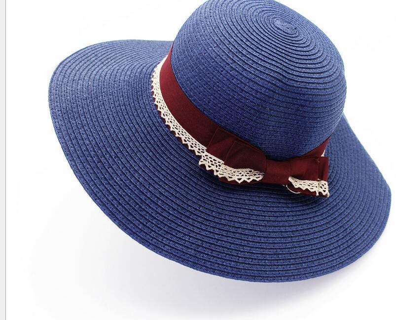 

2020 Sunshade straw hat summer travel beach hat bow female summer, White